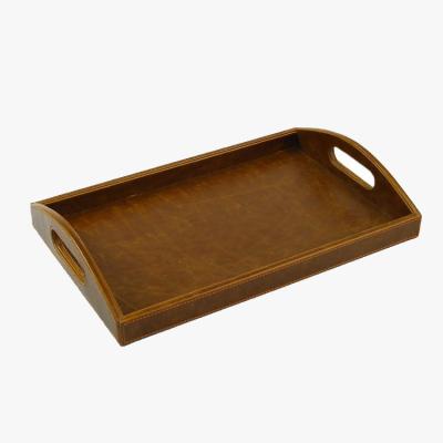 China Home.Restaurant.Bar.Hotel.Wedding Customize PU Leather Serving Tray With Handle Storage Trays For Hotel Home Restaurant for sale