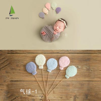 China Striped Newborn Photography Props Wool Felt Posing Balloon Props Handmade Photo Props Moon Stars Full Set for sale