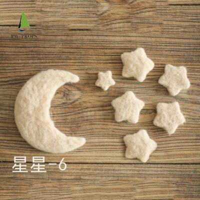 China Mini Newborn Photography Props Infant Wool Felt Moon and Star Striped Handmade Photo Shoot Props Wool Photography Props for sale