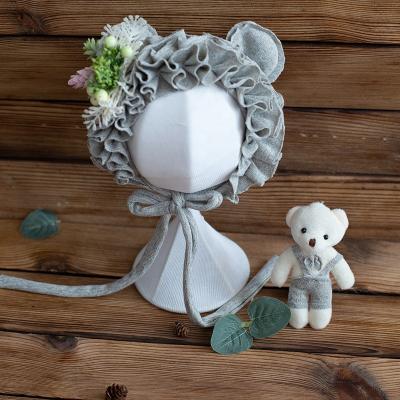 China Cute Handmade Teddy Bear Headband Cowl Baby Bear Equipment Props and Toy Set Newborn Photography Props for sale