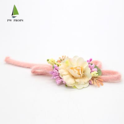 China Rosette Silk Ribbon Flower Baby Gril Newborn Baby Headband Rose Photo Props Handmade Tank Top Hair Accessory Photography Props Headband for sale