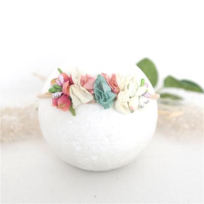 China Colorful Floral Newborn Baby Tieback Handmade Flower Headband Image Baby Headdress Photography Neonatal Props for sale