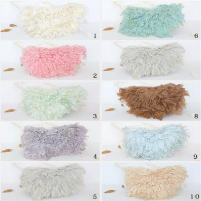 China Felted Anti-pilling PWPROPS Felted Merino Wool Layer Newborn Fluffy Curly Round Prop Photo Blanket Photography Props for sale