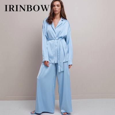 China Wholesale IRINBOW DDS0018 Girls Satin Robe Long Sleeve Pajamas Women QUICK DRY Pure Silk for sale