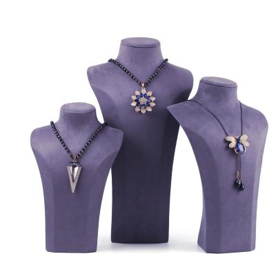 China New Hot Selling Simple Design Soft Vertical Necklace Purple Neck Jewelry Display Stand for sale