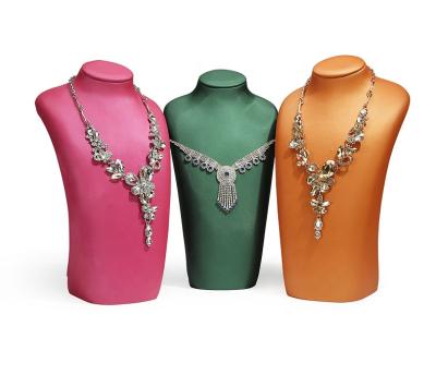 China Hot Selling Multicolor Materialjewelry Simple Modern Leather Jewelry Bust Stand Necklace Display Bust Stand for sale