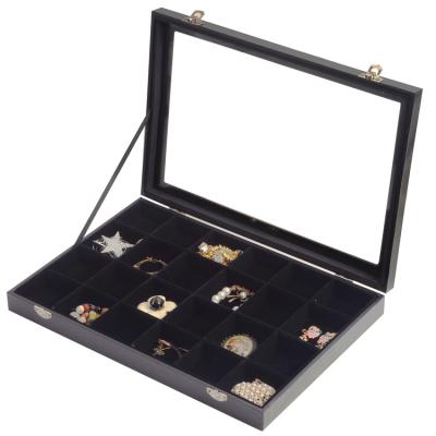 China Handmade Factory Wholesale Leather Material Black Jewelry Storage Box for sale