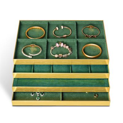 China Morden Factory Direct Sales Competitive Price Metal Jewelry Display Material Green High End Tray New for sale