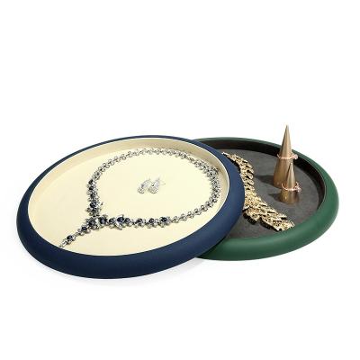 China Factory Direct Morden High Quality And Low Price Environmental Protection Leather Round Jewelry Display Tray for sale