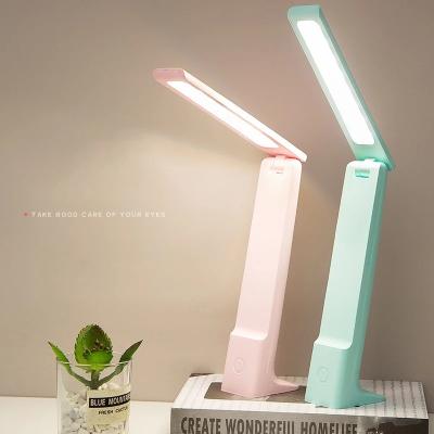 China Modern Touch Folding Usb Rechargeable Eye Protection Table Lamp Three Color Light Led Learning Reading Lamp Home Plug in Night Light for sale