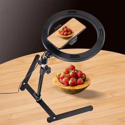 China Foldable LED Mobile Phone Desktop Bracket Fill Light Desktop Overhead Folding 10 Inch Camera Photography Live Broadcast Bracket for sale