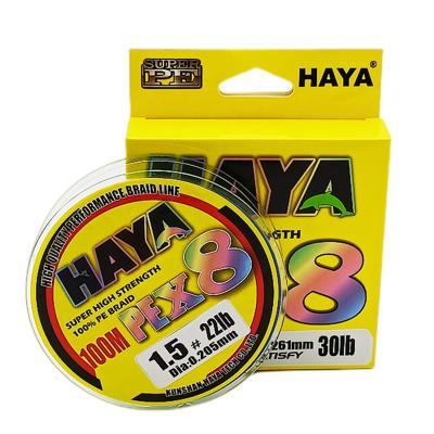 China HAYA 100m 150m 8 Braided Yarn PE Braid Fishing Line 8 Japan High Strength X8 PE Braided Yarn Fishing Line for sale