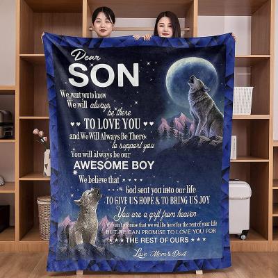 China Mom Dad Positive Energy Anti-bacteria Custom Letter Airmail Cover Printed Blanket Encourage Brave Blanket Gift For Son For Wife for sale