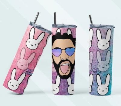 China 2023 Viable New Design Evil Inspiration Bunny Uno Verano Sin Ti Dappled Sublimation Stainless Steel Tumbler Mugs Viable With Straw Cup for sale