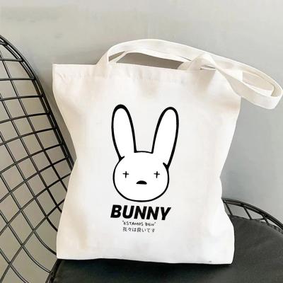 China Wholesale Bad Handbags Custom Handbag Printing Large Capacity Handled Shopping Bag To Bunny Canvas Bag Casual Large for sale