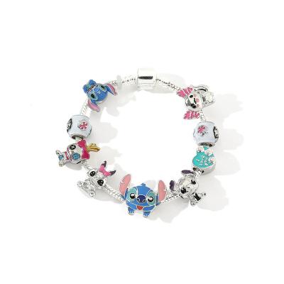 China Wholesale Hot Selling Cute Loose Bead Alloy Bracelet Children DIY New Casual/Sports Peripheral Anime Stitch Bracelet Friendship Gift for sale