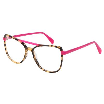 China Amazon Hot Sale Acetate Cat Eye Optical Frame Korea Classic Women Ultem Matched Eyeglasses Frame for sale