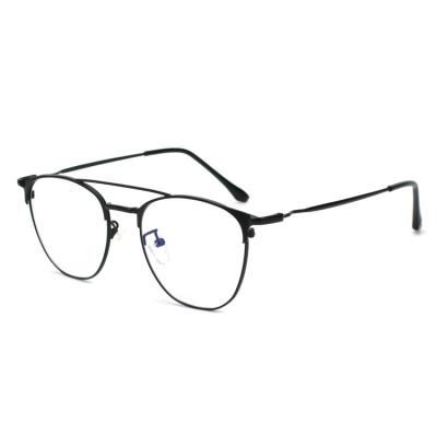 China High quality unisex high end double stock bridge anti fog blue light glasses optical frame metal frame for sale