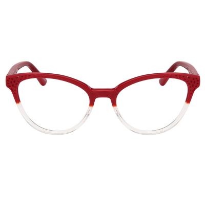 China Fashionable High Quality Fashionable Popular Woman Glasses Red Frame Cat Eye Optical Frame for sale