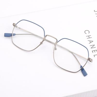 China Wholesale Custom Glass Optical Frame Men Hexagon Big Rim Metal Full Custom Frames for sale