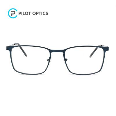 China Optical Frame Pilot Optics 2022 Wholesale New Fashion Square Metal Men Clear Eyeglass Frames for sale