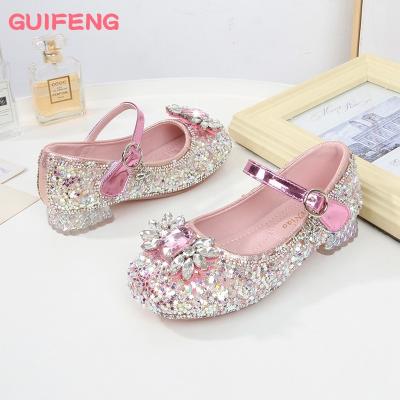 China 2023 Princess Dance Sequins Kids High Heel Breathable Shoes Luxury Hot Sales Little Girls Sandals Children's Shoes For Girls for sale