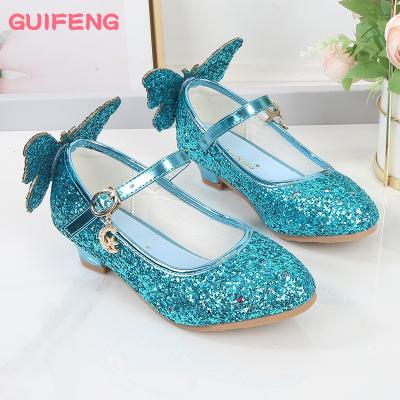 China Custom Breathable Sequin Girls Princess Party Shoes Girls Colorful Dress Wedding Shoes High Heels Shoes For Kids for sale