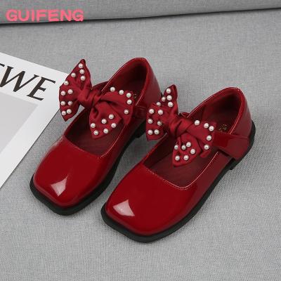 China Fashion Trend Hot Selling New Cute Bow Square Headed Flat Sole Princess Shoes Supply Children's Shoes Children's Shoes Shallow Mouth Sports Shoes for sale