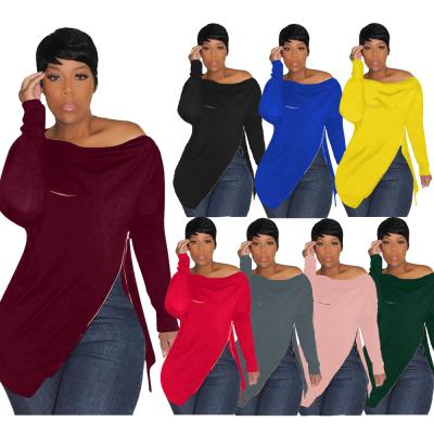 China Autumn Irregular Long Sleeve Oversized Tops Sweatshirts Casual Hoodies Women Jackets Anti-Wrinkle 2020 Zipper Tracksuit Female Slash Neck for sale