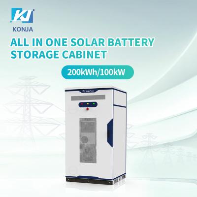 Chine KonJa tout en un cabinet de stockage de batterie solaire 200kWh 100kW Système de stockage de batterie extérieur à vendre