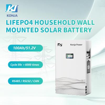 中国 KonJa ディープサイクル 高品質 バッテリーセル 51.2v 100Ah 5.12kWh LiFePO4 家用壁掛け太陽電池 販売のため