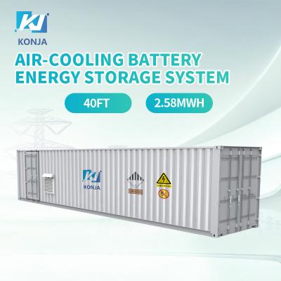 China Sistema de refrigeración por aire KonJa ESS 40FT 2.58MWh 768Vdc Batería de ciclo profundo Sistema de almacenamiento de energía Batería de contenedor de 400Vac en venta