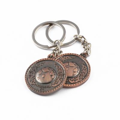 China Antique Souvenir Gift Breakfast Metal Copper Round Ball Keychains for sale