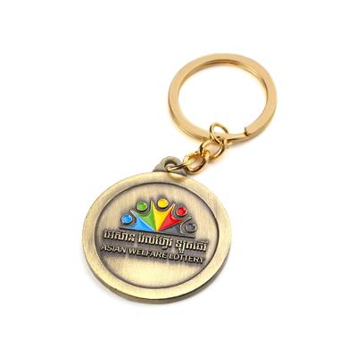 China Souvenir Gift Metal Coin Key Chain Manufacturers Key Round Round Gold for sale