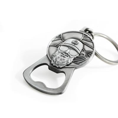 China Souvenir Gift Metal Bottle Opener Keychain Custom Embossed Logo for sale