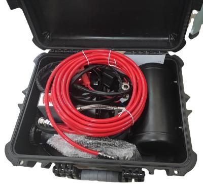 China Power Indicator Suspension Compressor With 1Gallon Air Tank In Plastic Box DC12V Compressor ARB Metal-Air Red Hose Digital Measuring Gun for sale