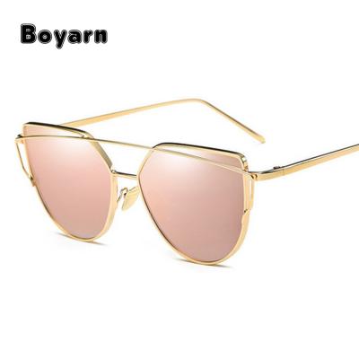 China Fashion Sunglasses Brand Designer Sunglasses For Women Glass Cat Eye Sun Glasses Male Mirror Men Vintage Gold Custom Sunglasses for sale