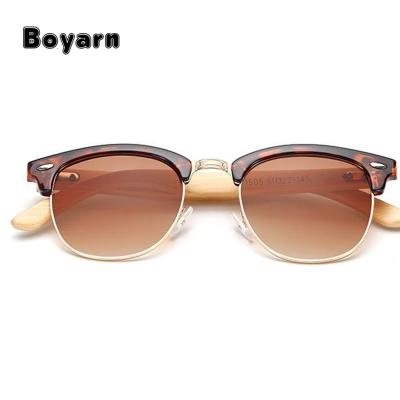 China 2018 fashion sunglasses shape wooden frame men's temple bamboo women retro coating new style customized sunglasses female UV UV400 for sale