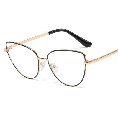 China Boyarn Retro Metal Eyeglasses Women's Optical Glasses Eyeglasses Gold Frame Triangle Clear Black Fashionable Female Glasses Accessories for sale