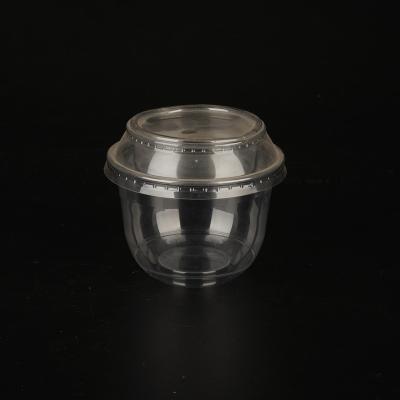 China Eco-friendly 300ml Pet Plastic U-SHAPE Cups With Lids +Insert Flat Cups With Logo Printed Customs for sale