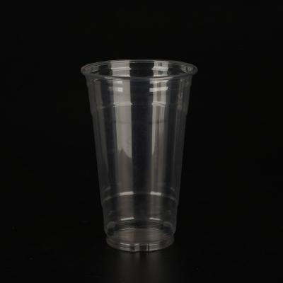 China Hotsales 24oz disposable custom logo printed clear plastic pet milkshake smoothie cups with DOM lids for sale