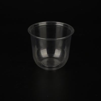 China Pet 360ml Single Wall U-Shape Plastic Cups With DOM Lids With Insert Cups For Cold Drinks Coffee Milk And Fruit for sale