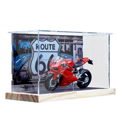 China 1:18 Motorcycle Parking Scene Display Wood Model Toy Simulation Low Decoration CARMCK for sale