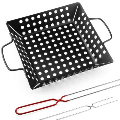 China 3720 non-stick barbecue grilling basket barbecue grilling basket vegetable stick barbecue pan non grilling basket for sale