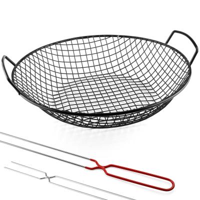 China 3705 Non-Stick Non-Stick BBQ Grill Smoker Basket Around Net Square Grill Smoked Steel Grill Basket BBQ Grill Basket for sale