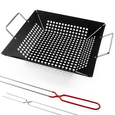 China 3707 Non-Stick BBQ Grill Roaster Basket BBQ Grill Portable Non Stick BBQ Basket for sale