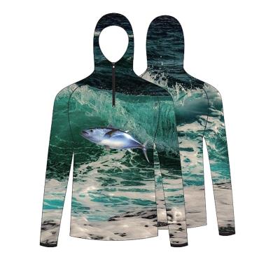 China Anti-UV Polyester Hoodies Breathable Quick Dry Fishing Men Antibacterial Out Of Door Camp Clothes for sale