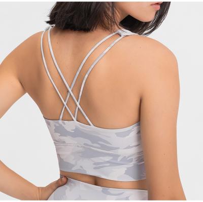 China Wholesale women's double shoulder strap shockproof new arrival sexy widened edge yoga bra breathable sports running seamless bras for sale