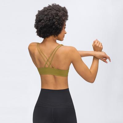 China New Breathable Backless Cross Border Tie Up Sleeveless Sports Bra Runner Neck Sports Bra Female Round Naked Skin-Friendly Yoga for sale