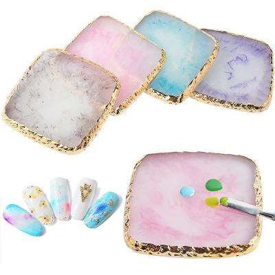 China DIY Manicure Square Color Resin Agate Resin Art Agate Polish Palette Props Texture Nail Art Display Mixing Palette for sale